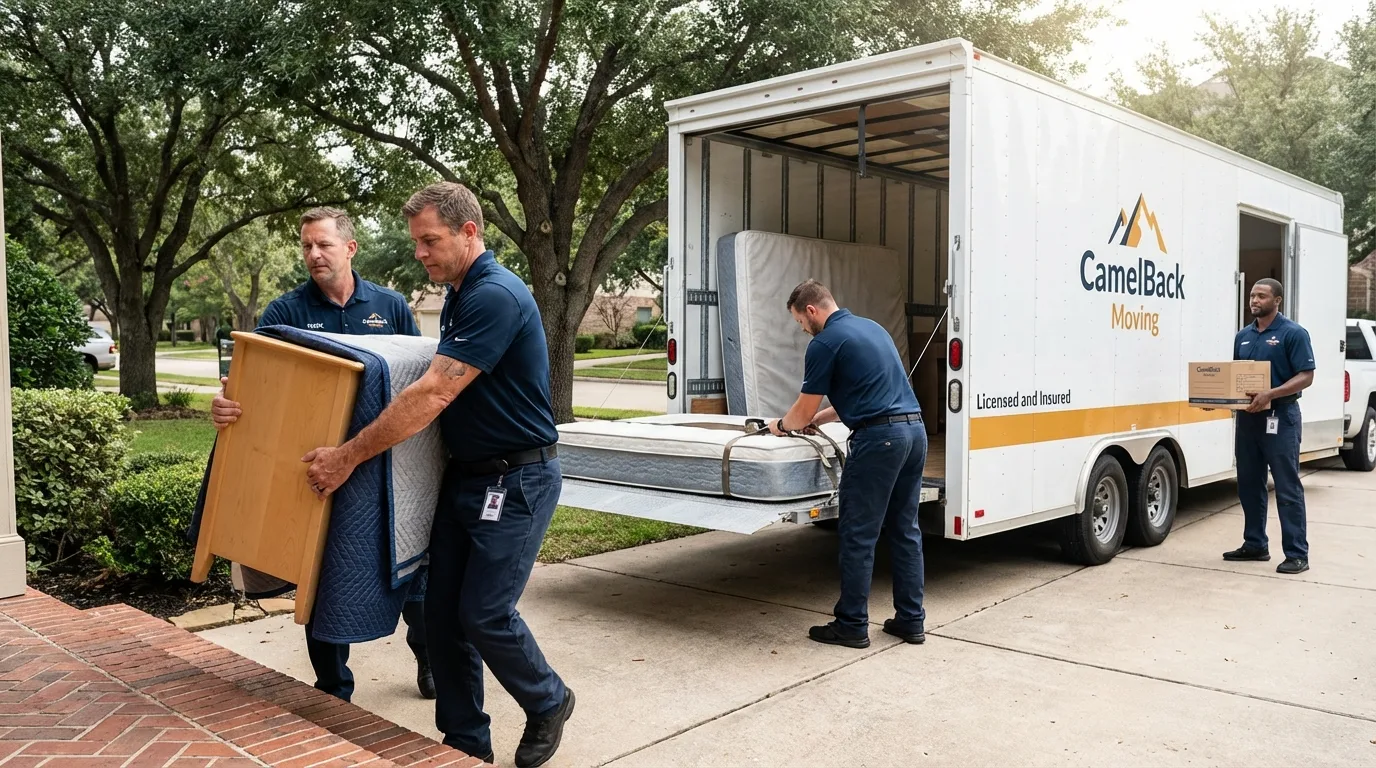 Crew loading residential truck for cross-state move from Warrensburg, NY